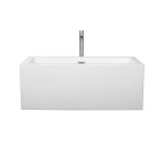 60 Inch Freestanding Bathtub in White, Floor Mounted Faucet, Drain, Trim in Chrome