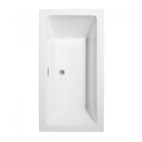 60 Inch Freestanding Bathtub in White, Floor Mounted Faucet, Drain, Trim in Chrome