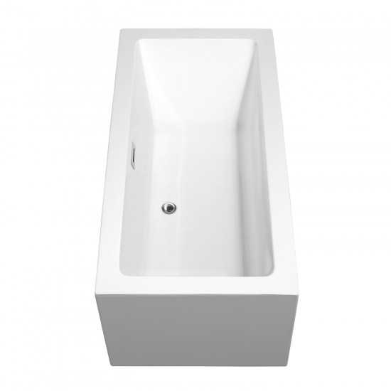 60 Inch Freestanding Bathtub in White, Floor Mounted Faucet, Drain, Trim in Chrome