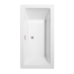 60 Inch Freestanding Bathtub in White, Brushed Nickel Drain and Overflow Trim