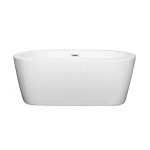 60 Inch Freestanding Bathtub in White, Polished Chrome Drain and Overflow Trim