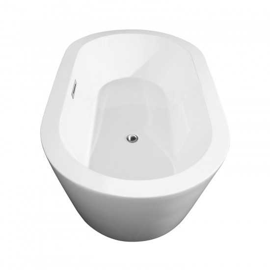 60 Inch Freestanding Bathtub in White, Polished Chrome Drain and Overflow Trim