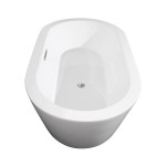 60 Inch Freestanding Bathtub in White, Floor Mounted Faucet, Drain, Trim in Nickel