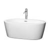 60 Inch Freestanding Bathtub in White, Floor Mounted Faucet, Drain, Trim in Chrome