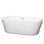 67 Inch Freestanding Bathtub in White, Polished Chrome Drain and Overflow Trim