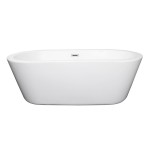 67 Inch Freestanding Bathtub in White, Polished Chrome Drain and Overflow Trim