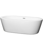 71 Inch Freestanding Bathtub in White, Polished Chrome Drain and Overflow Trim