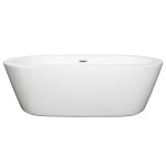 71 Inch Freestanding Bathtub in White, Polished Chrome Drain and Overflow Trim