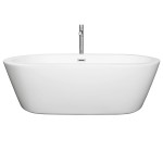 71 Inch Freestanding Bathtub in White, Floor Mounted Faucet, Drain, Trim in Chrome