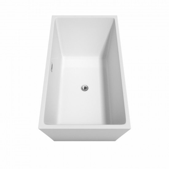 59 Inch Freestanding Bathtub in White, Polished Chrome Drain and Overflow Trim