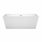 63 Inch Freestanding Bathtub in White, Polished Chrome Drain and Overflow Trim