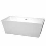 67 Inch Freestanding Bathtub in White, Polished Chrome Drain and Overflow Trim