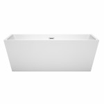 67 Inch Freestanding Bathtub in White, Polished Chrome Drain and Overflow Trim