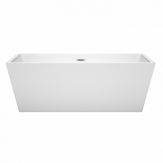 67 Inch Freestanding Bathtub in White, Polished Chrome Drain and Overflow Trim