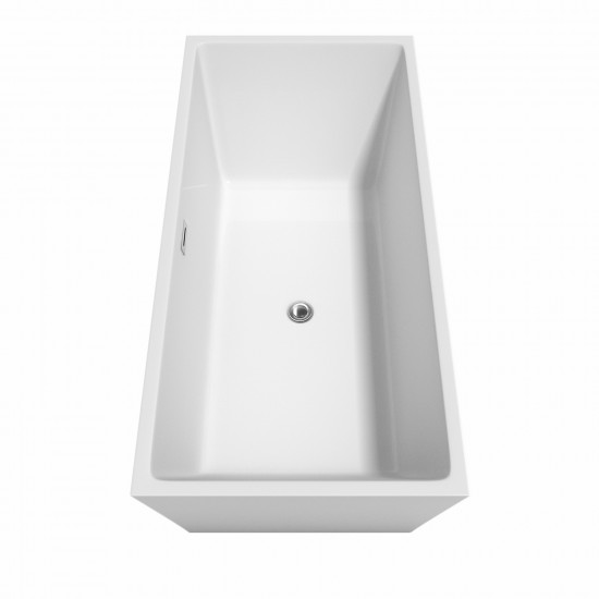 67 Inch Freestanding Bathtub in White, Polished Chrome Drain and Overflow Trim