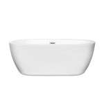 60 Inch Freestanding Bathtub in White, Polished Chrome Drain and Overflow Trim