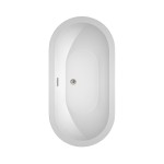 60 Inch Freestanding Bathtub in White, Floor Mounted Faucet, Drain, Trim in Nickel