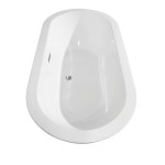 60 Inch Freestanding Bathtub in White, Floor Mounted Faucet, Drain, Trim in Nickel