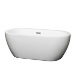 60 Inch Freestanding Bathtub in White, Brushed Nickel Drain and Overflow Trim