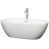 68 Inch Freestanding Bathtub in White, Floor Mounted Faucet, Drain, Trim in Chrome