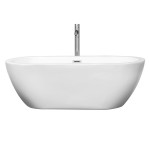 68 Inch Freestanding Bathtub in White, Floor Mounted Faucet, Drain, Trim in Chrome