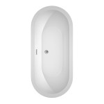 68 Inch Freestanding Bathtub in White, Floor Mounted Faucet, Drain, Trim in Chrome