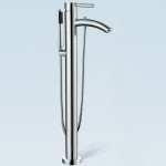 68 Inch Freestanding Bathtub in White, Floor Mounted Faucet, Drain, Trim in Chrome