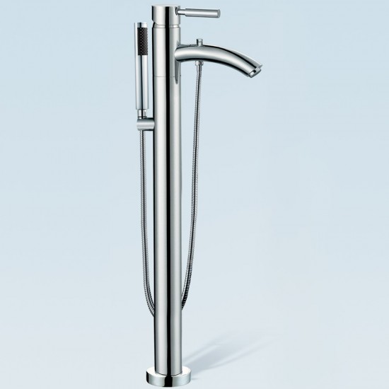 68 Inch Freestanding Bathtub in White, Floor Mounted Faucet, Drain, Trim in Chrome