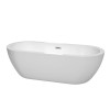 72 Inch Freestanding Bathtub in White, Polished Chrome Drain and Overflow Trim