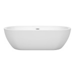 72 Inch Freestanding Bathtub in White, Polished Chrome Drain and Overflow Trim