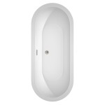 72 Inch Freestanding Bathtub in White, Floor Mounted Faucet, Drain, Trim in Nickel