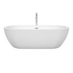 72 Inch Freestanding Bathtub in White, Floor Mounted Faucet, Drain, Trim in Chrome