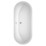 72 Inch Freestanding Bathtub in White, Floor Mounted Faucet, Drain, Trim in Chrome