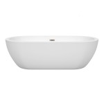 72 Inch Freestanding Bathtub in White, Brushed Nickel Drain and Overflow Trim
