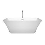 59 Inch Freestanding Bathtub in White, Floor Mounted Faucet, Drain, Trim in Chrome