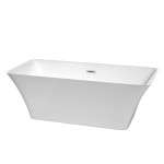 67 Inch Freestanding Bathtub in White, Polished Chrome Drain and Overflow Trim