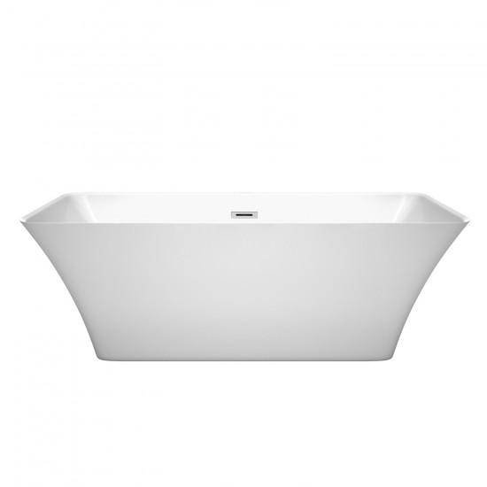 67 Inch Freestanding Bathtub in White, Polished Chrome Drain and Overflow Trim