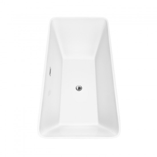 67 Inch Freestanding Bathtub in White, Polished Chrome Drain and Overflow Trim