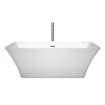 67 Inch Freestanding Bathtub in White, Floor Mounted Faucet, Drain, Trim in Chrome