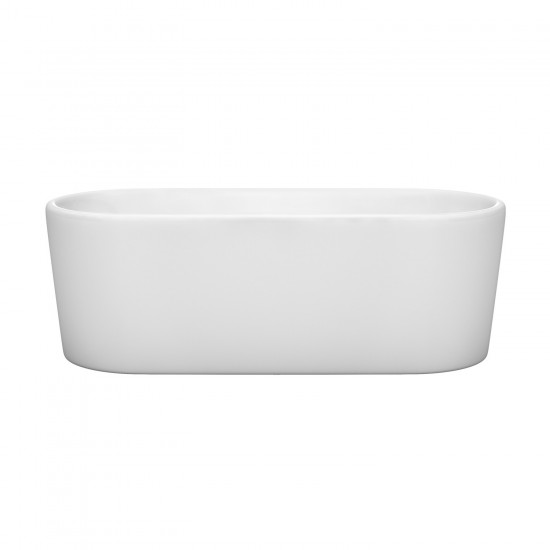 67 Inch Freestanding Bathtub in White, Polished Chrome Drain and Overflow Trim