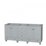 72 Inch Double Bathroom Vanity in Oyster Gray, No Countertop, No Sinks, No Mirrors