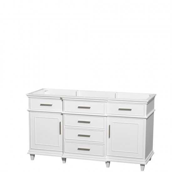 60 Inch Single Bathroom Vanity in White, No Countertop, No Sink, No Mirror