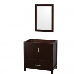 36 Inch Single Bathroom Vanity in Espresso, No Countertop, No Sink, 24 Inch Mirror