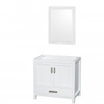 36 Inch Single Bathroom Vanity in White, No Countertop, No Sink, 24 Inch Mirror