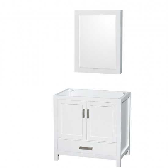 36 Inch Single Bathroom Vanity in White, No Countertop, No Sink, Medicine Cabinet
