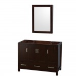 48 Inch Single Bathroom Vanity in Espresso, No Countertop, No Sink, Medicine Cabinet