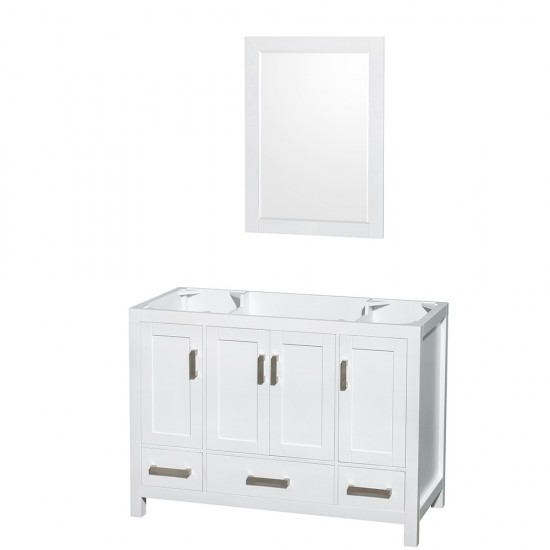 48 Inch Single Bathroom Vanity in White, No Countertop, No Sink, 24 Inch Mirror