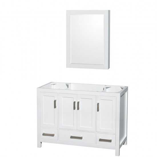 48 Inch Single Bathroom Vanity in White, No Countertop, No Sink, Medicine Cabinet