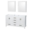 60 Inch Double Bathroom Vanity in White, No Countertop, No Sinks, Medicine Cabinets