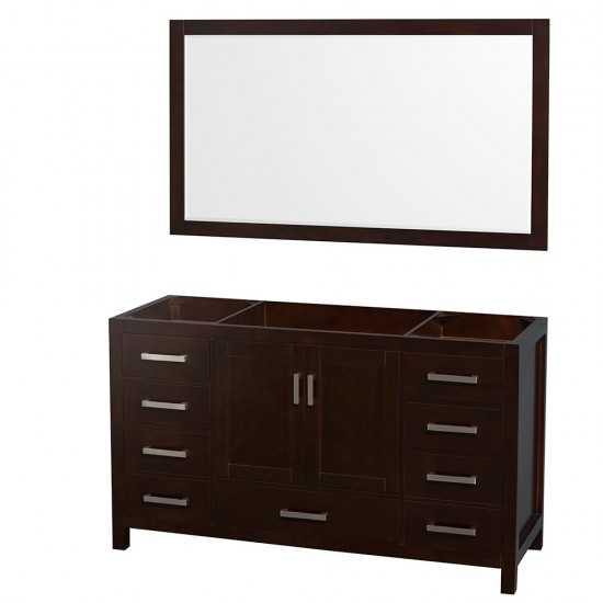 60 Inch Single Bathroom Vanity in Espresso, No Countertop, No Sink, 58 Inch Mirror